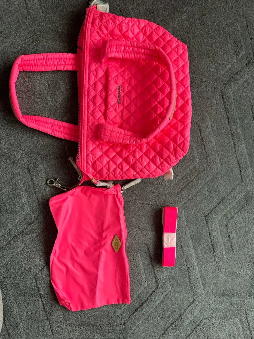 MZ Wallace Quilted Mini Tote in Neon Pink - Picture 4 of 5
